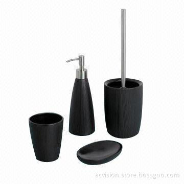 Black ceramic bathroom set 4pcs with high quality, suitable or hotels and home decor